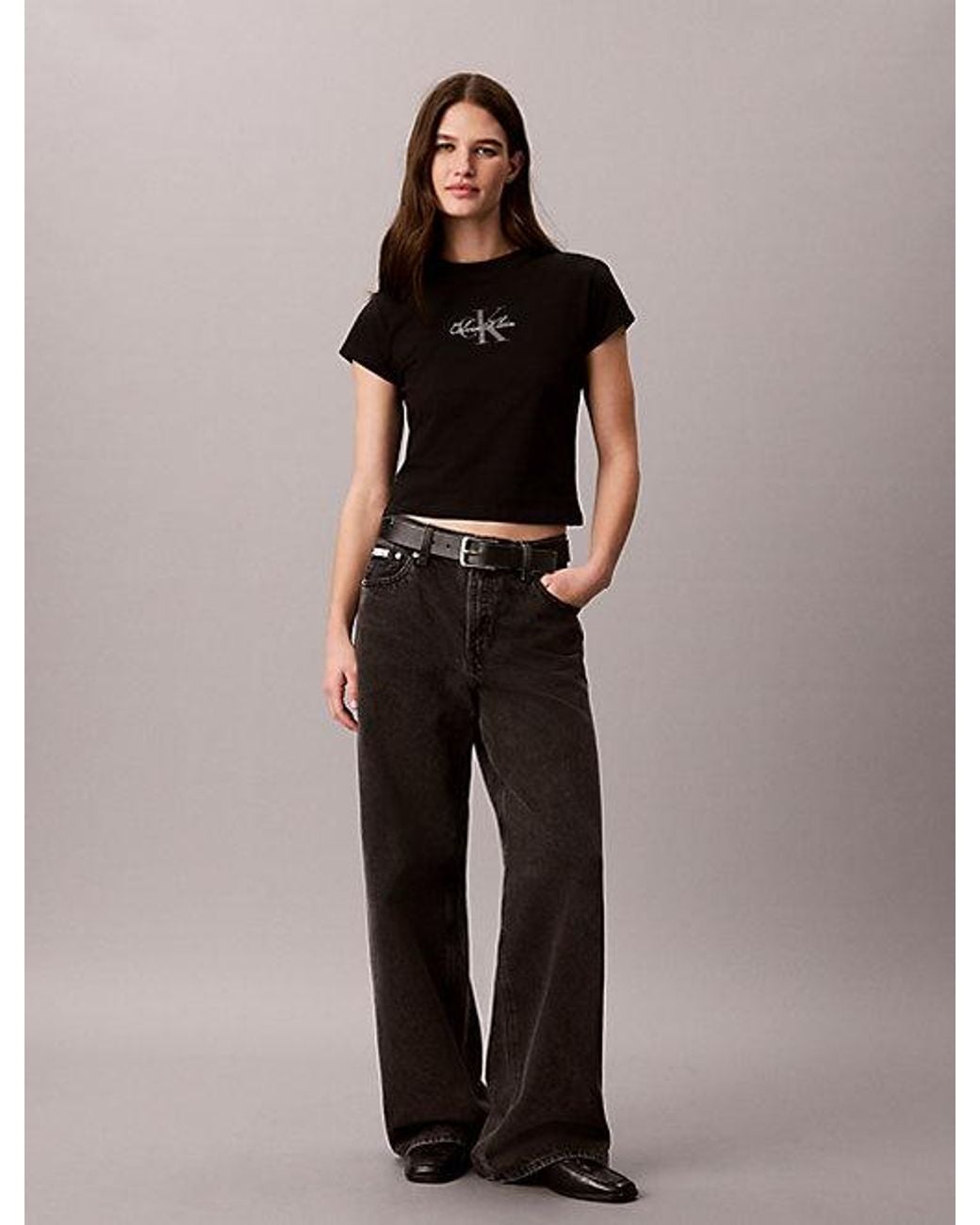 Calvin Klein Black Jeans Monologo Baby Tee