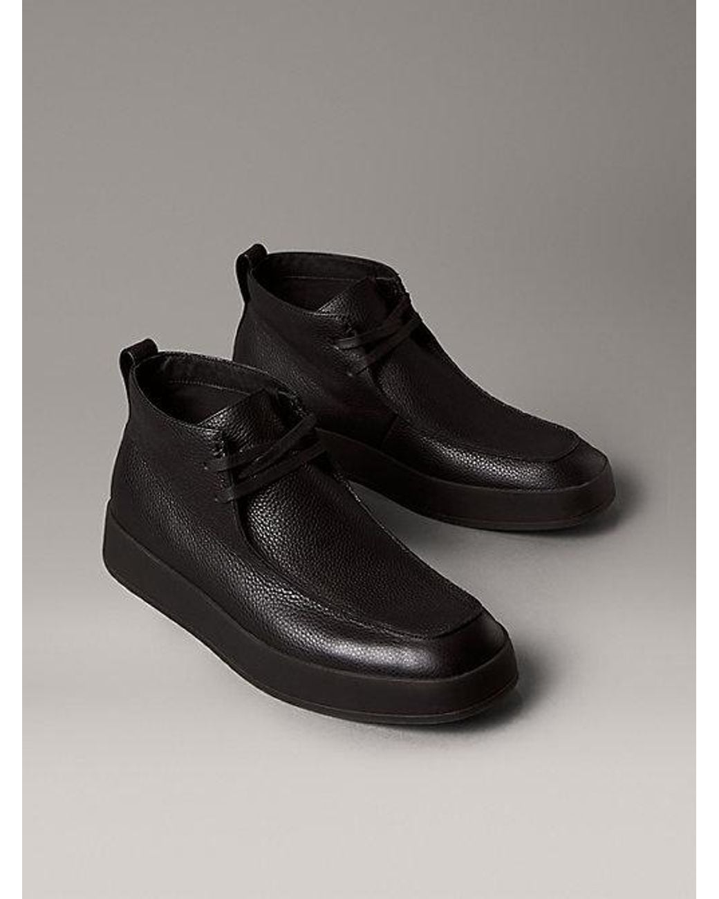 Calvin Klein Black Leather Hybrid Cupsole Chukka Boots for men