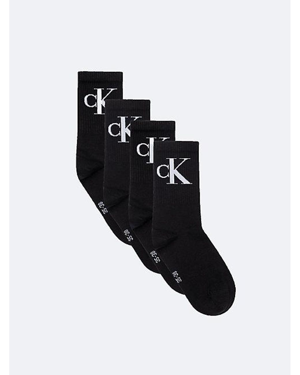 Calvin Klein Black Jeans 4 Pack Soft Combed Cotton Logo Crew Socks for men