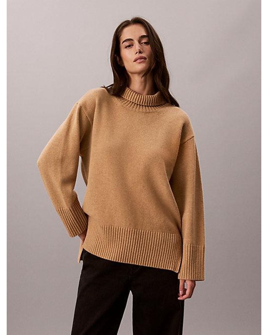 Calvin Klein Natural Wool Turtleneck Jumper