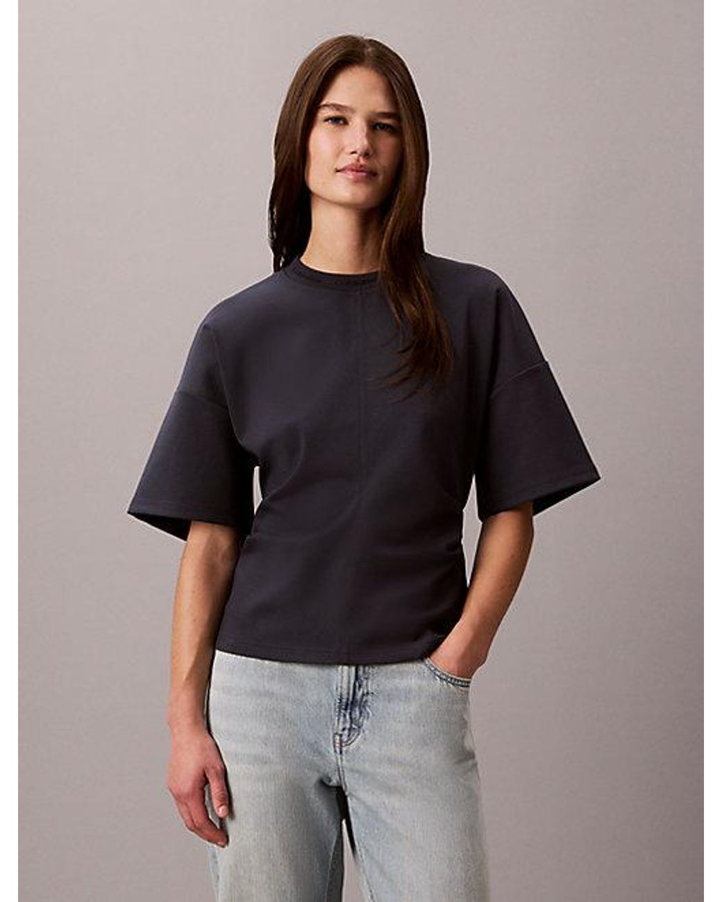 Calvin Klein Blue Jeans Logo Jacquard Boxy T-Shirt