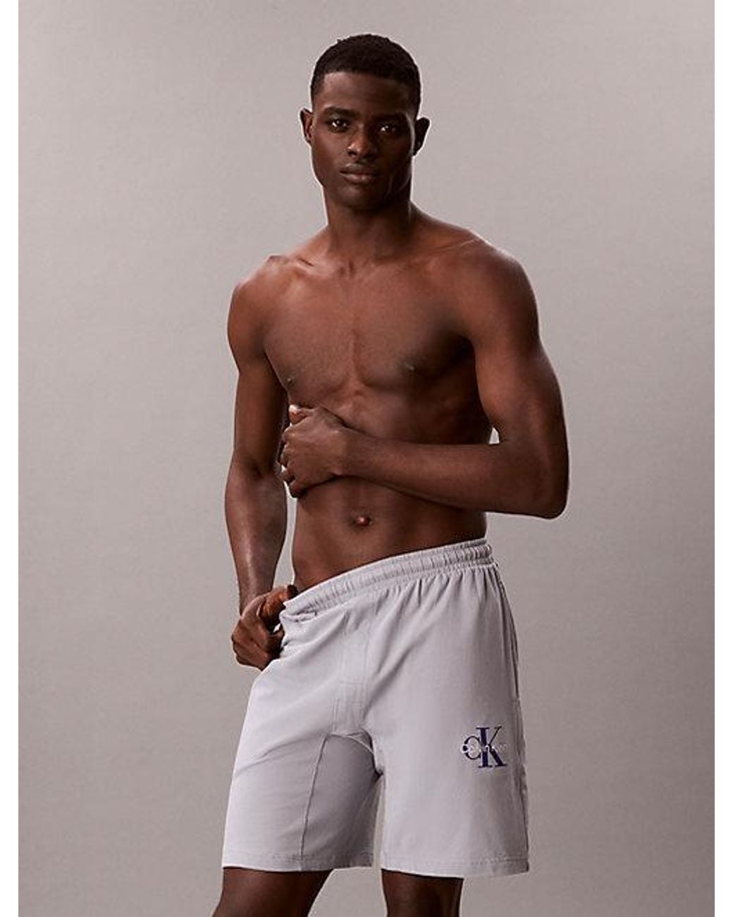 Calvin Klein Brown Pyjama Shorts Icon Cotton Stretch Graphic for men