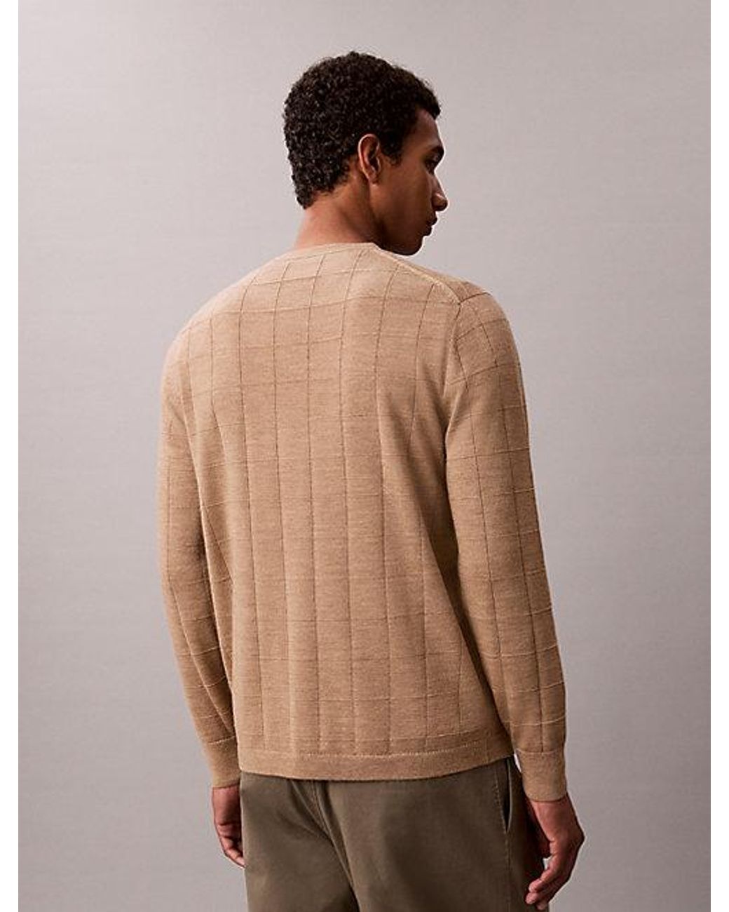 Calvin Klein Natural Merino Wool Grid Jumper for men