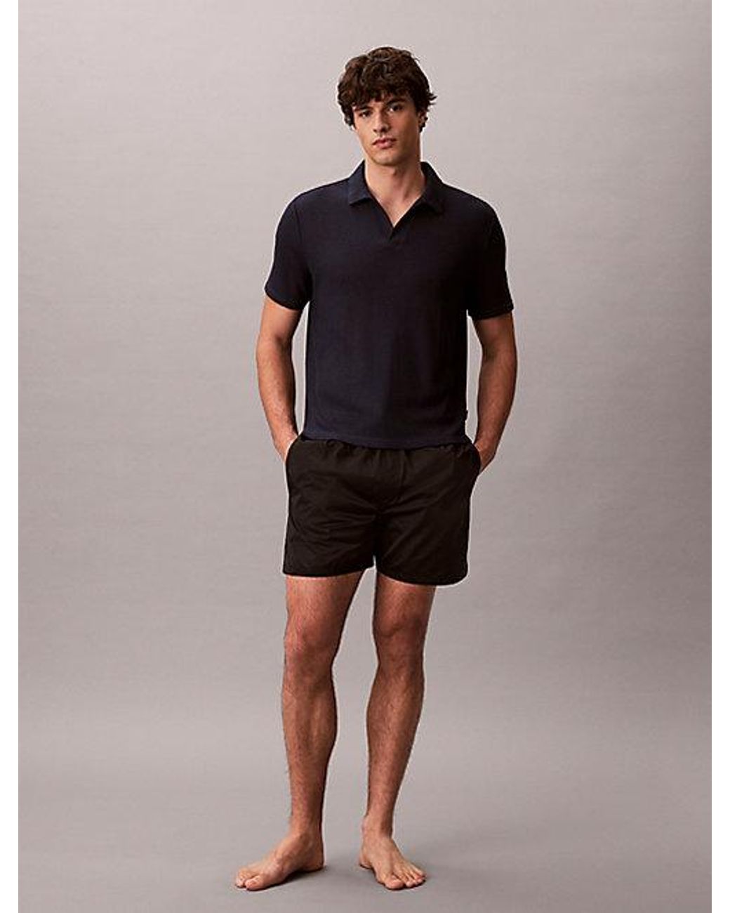Calvin Klein Black Soft Knit Beach Polo Shirt for men
