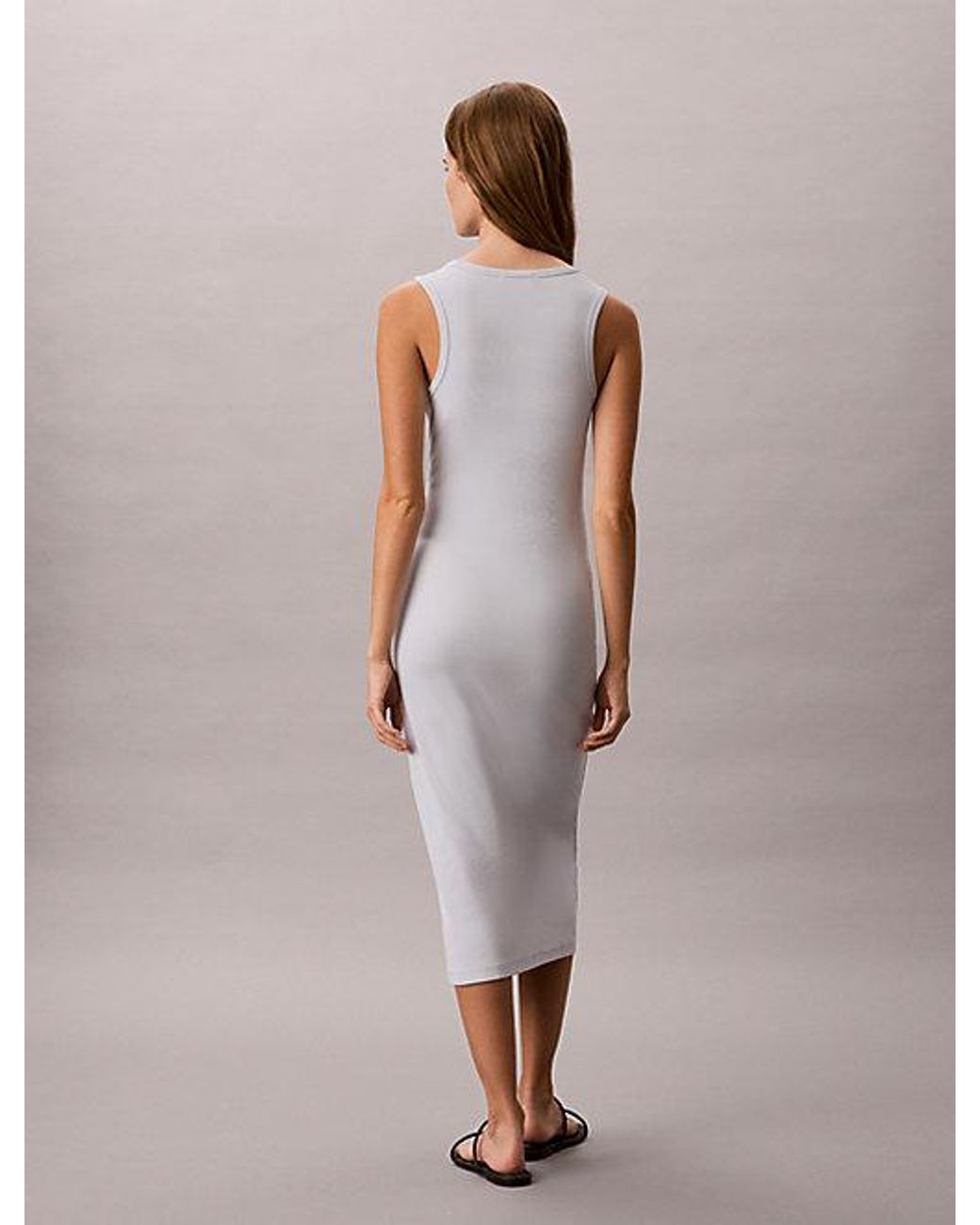 Calvin Klein Blue Jeans Ribbed Cotton Midi Tank Dress