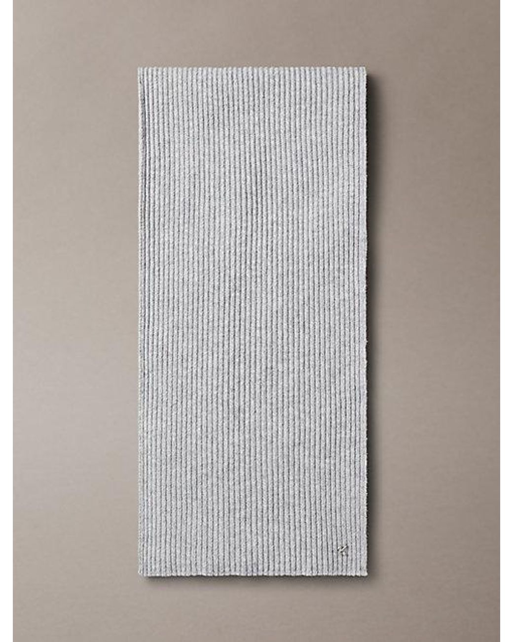 Calvin Klein Gray Wool Blend Monogram Scarf