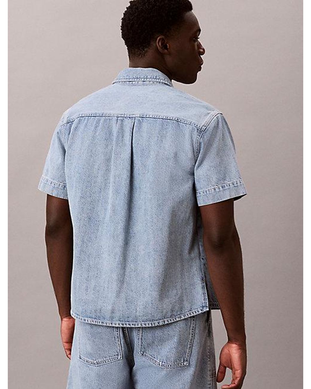 Calvin Klein Blue Jeans Denim Short Sleeve Utility Shirt for men