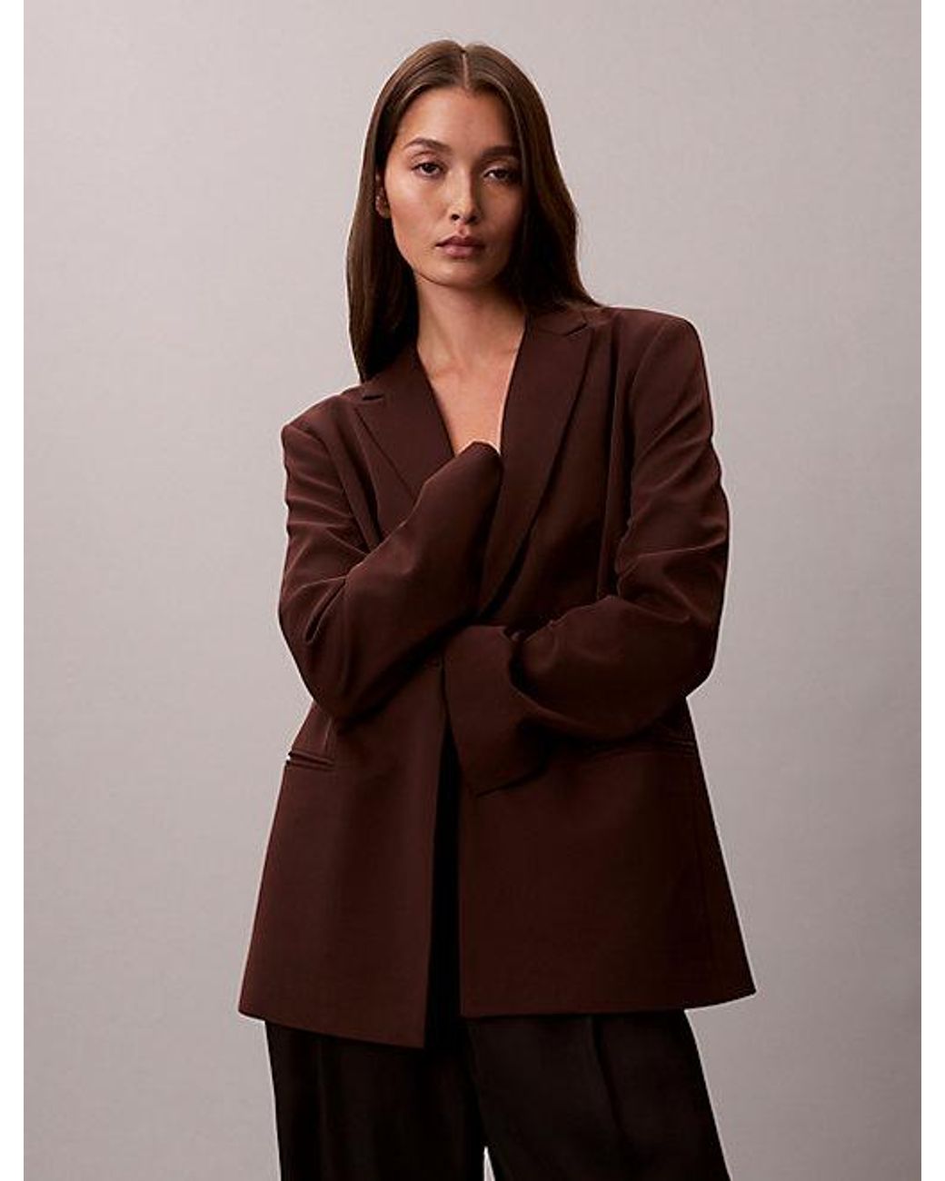 Calvin Klein Brown Soft Crepe Blazer
