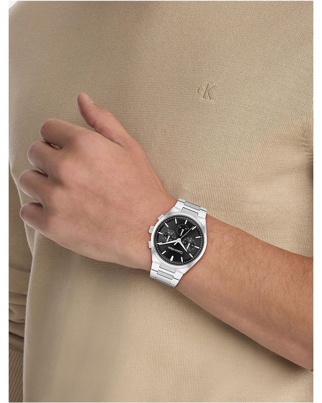 Calvin Klein Gray Multifunction H-Link Bracelet Watch for men