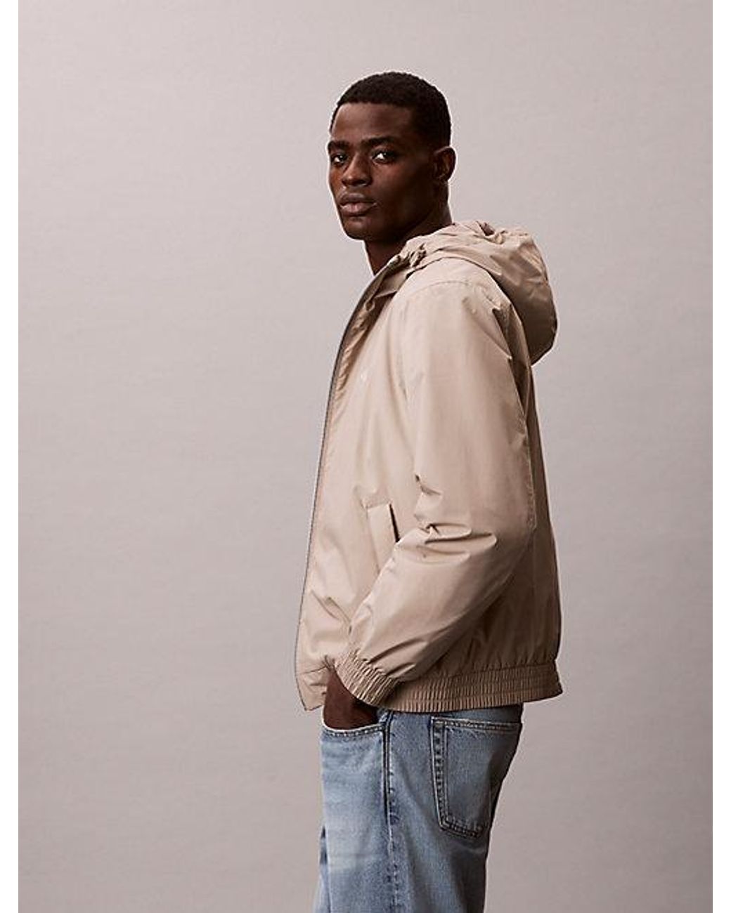 Calvin Klein Blue Jeans Hooded Ripstop Jacket for men