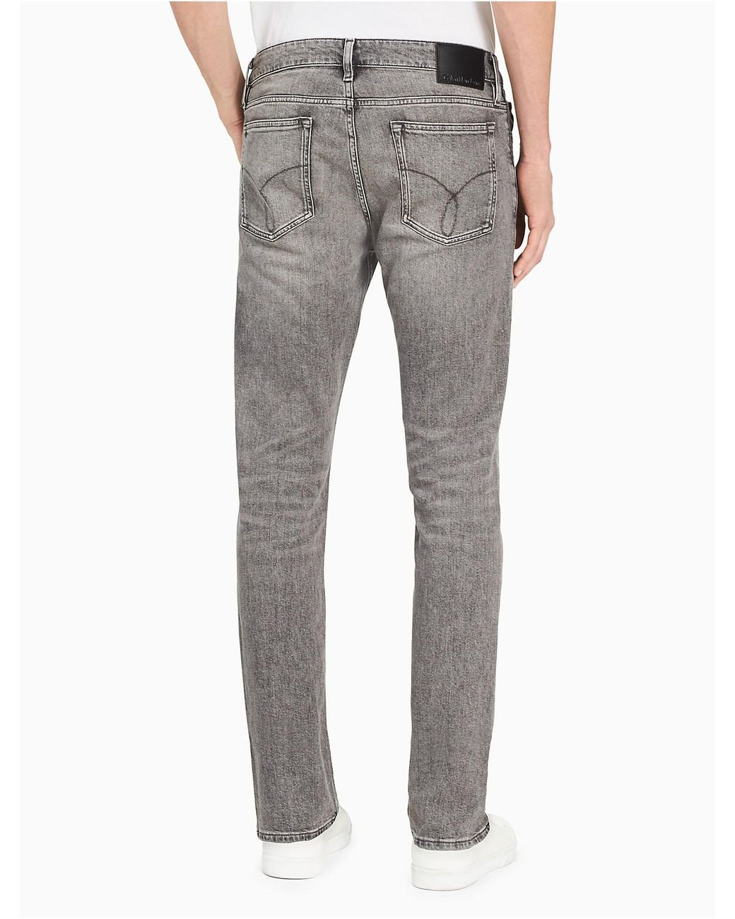 Men Jeans Klein Straight Grey Calvin Faded Slim | for in Gray Lyst