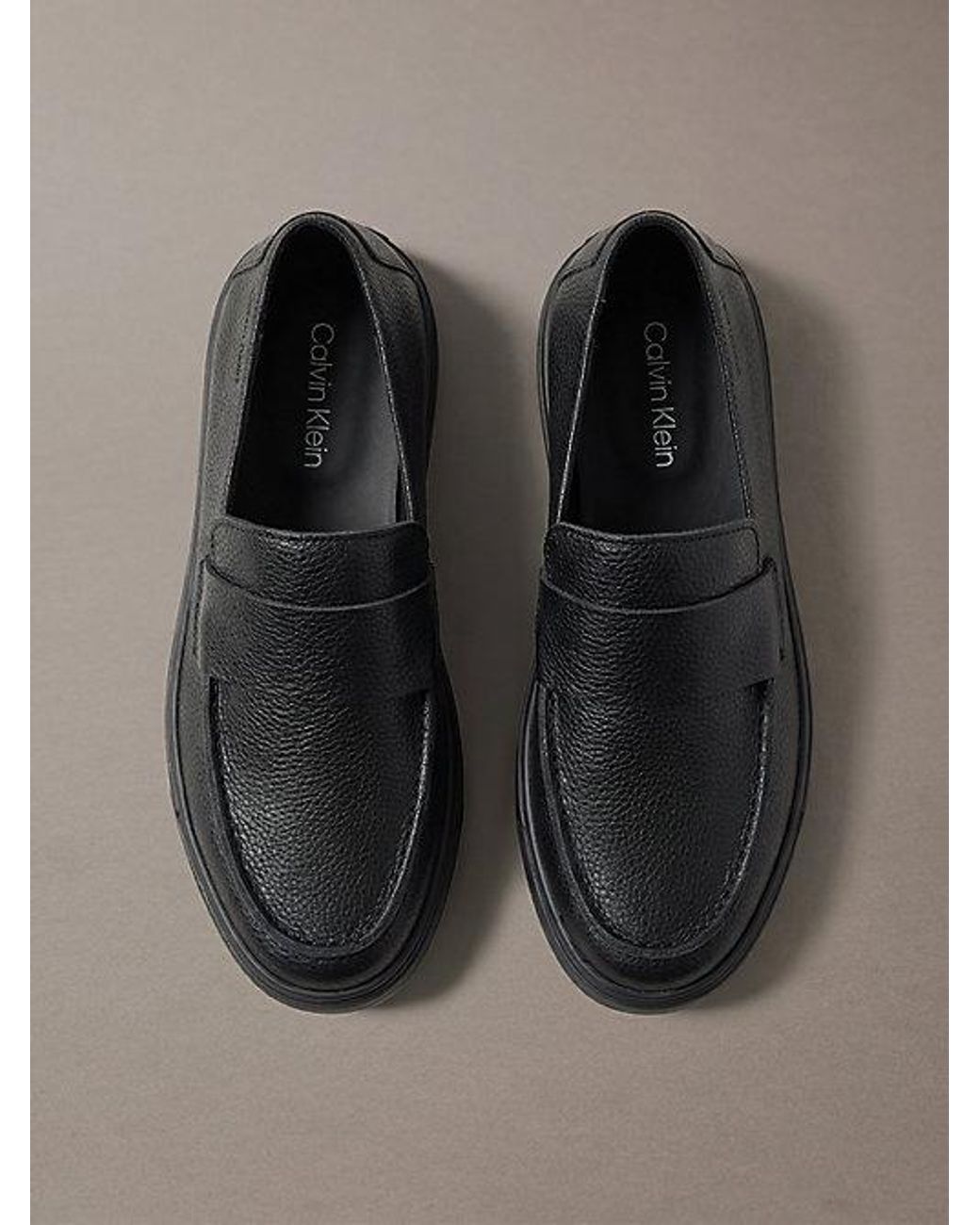 Calvin Klein Gray Leather Hybrid Cupsole Loafers for men