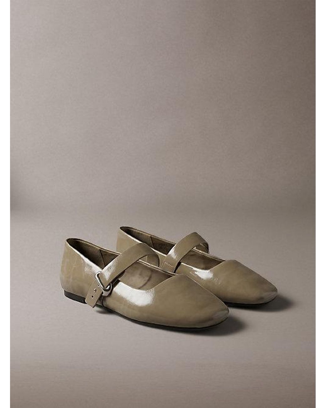 Calvin Klein Brown Leather Mary Jane Ballerinas