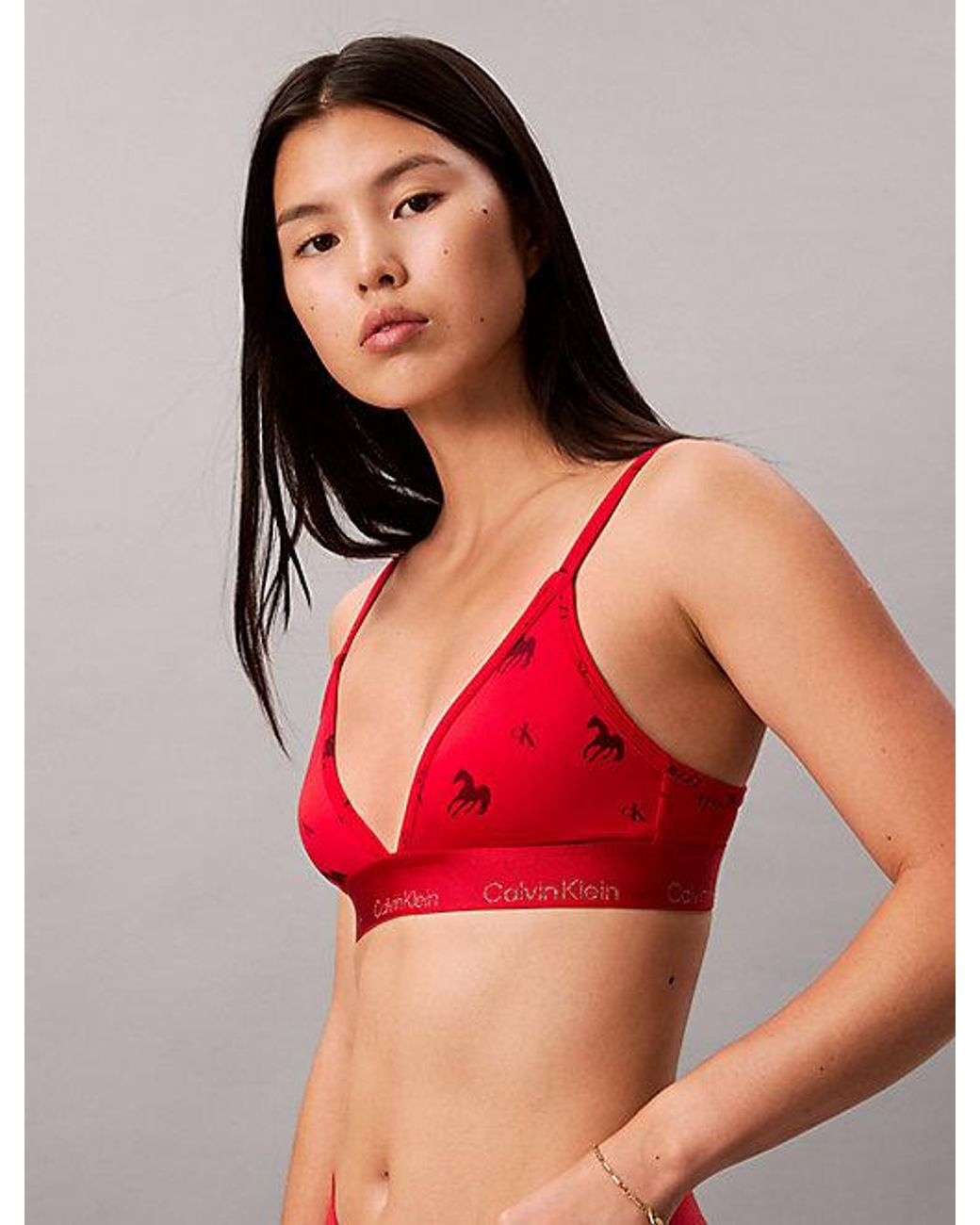 Calvin Klein Red Lightly Lined Triangle Bra Lunar New Year