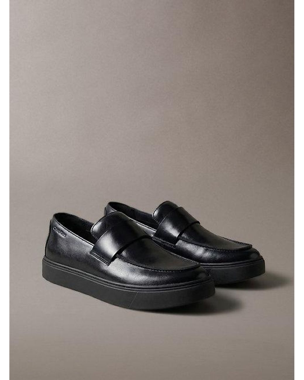 Calvin Klein Gray Leather Hybrid Cupsole Loafers for men