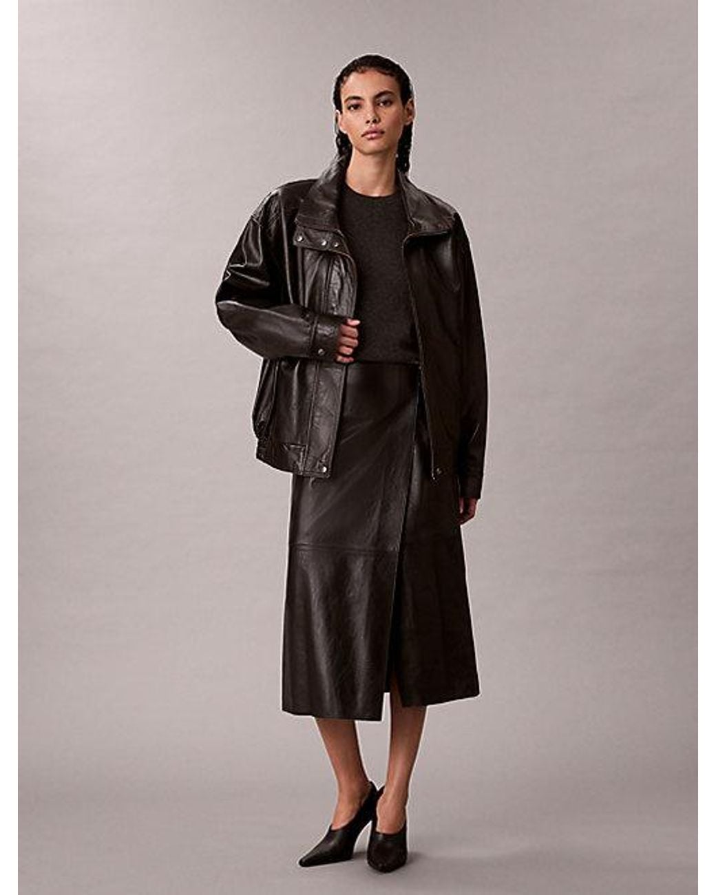 Calvin Klein Relaxed Lakleren Jack in het Black