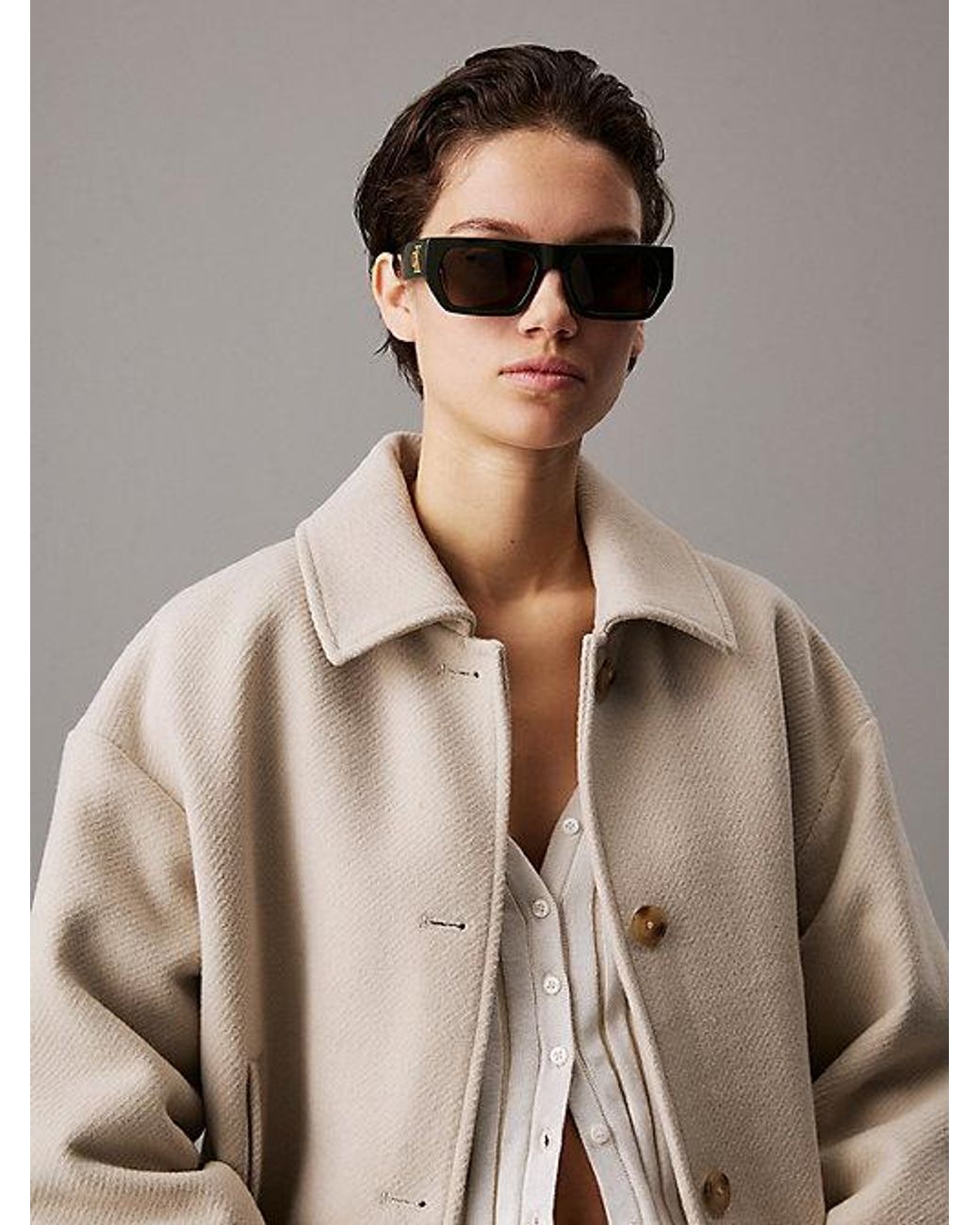 Calvin Klein Gray Jeans Modified Rectangle Sunglasses