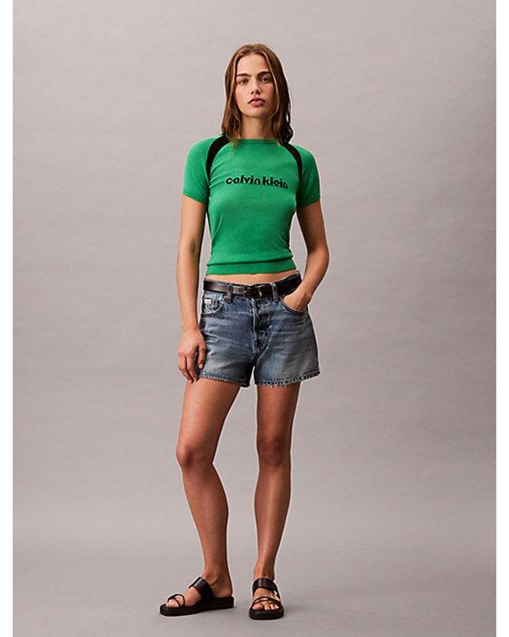 Calvin Klein Green Jeans Contrast Logo Graphic Slim T-Shirt