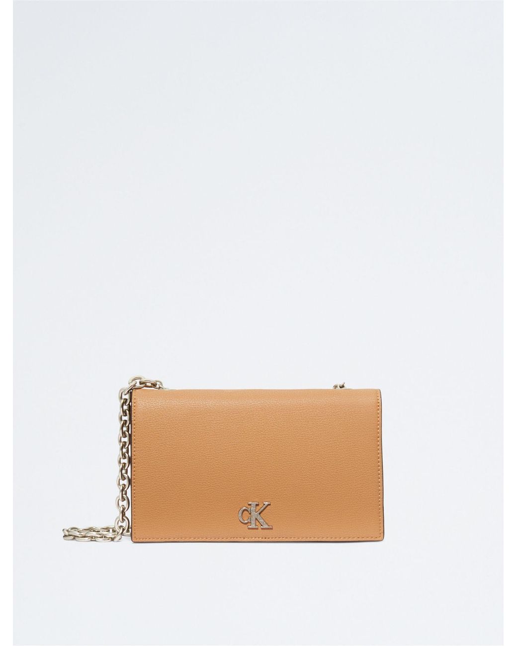 Calvin Klein Minimal Monogram Chain Strap Wallet in White | Lyst