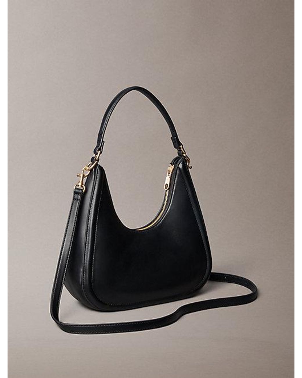 Calvin Klein Black Monogram Crescent Shoulder Bag