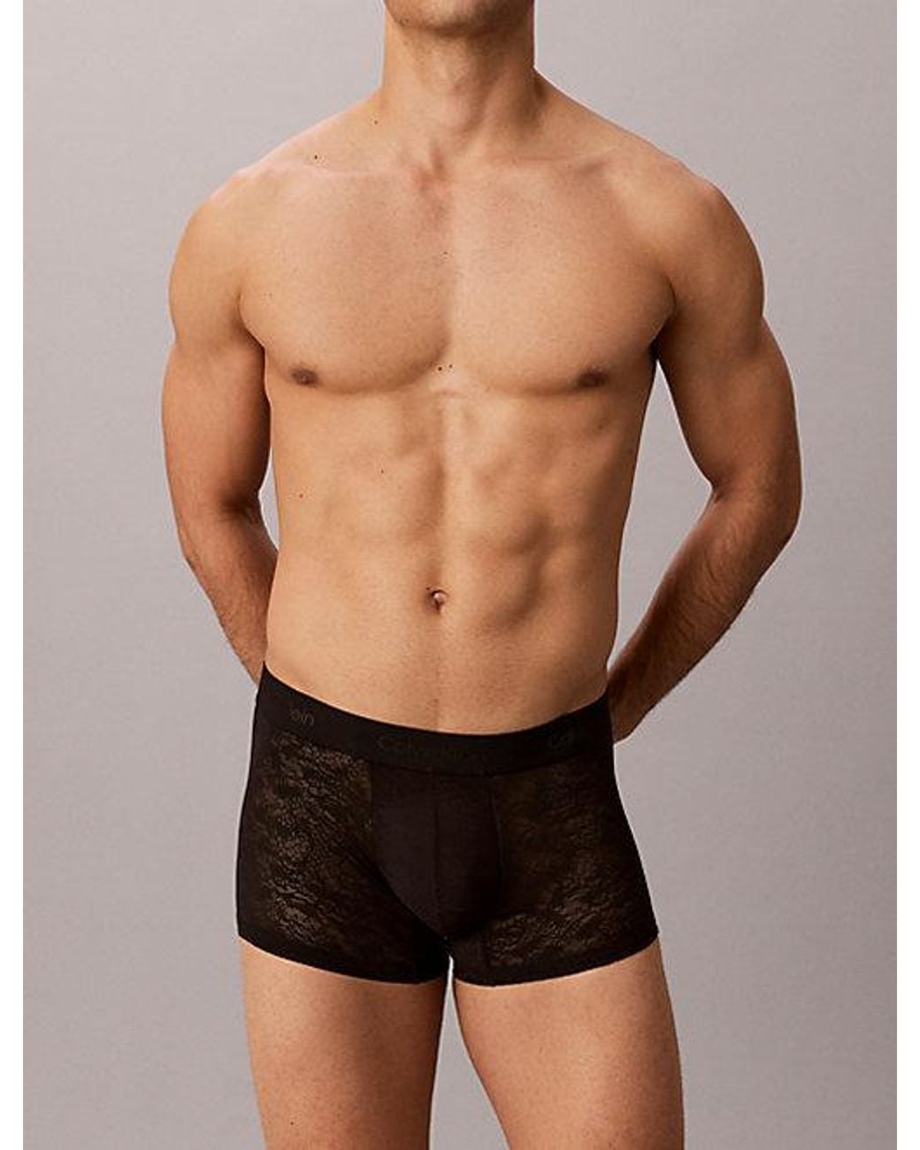 Calvin Klein Black Low Rise Trunks Refined Lace for men