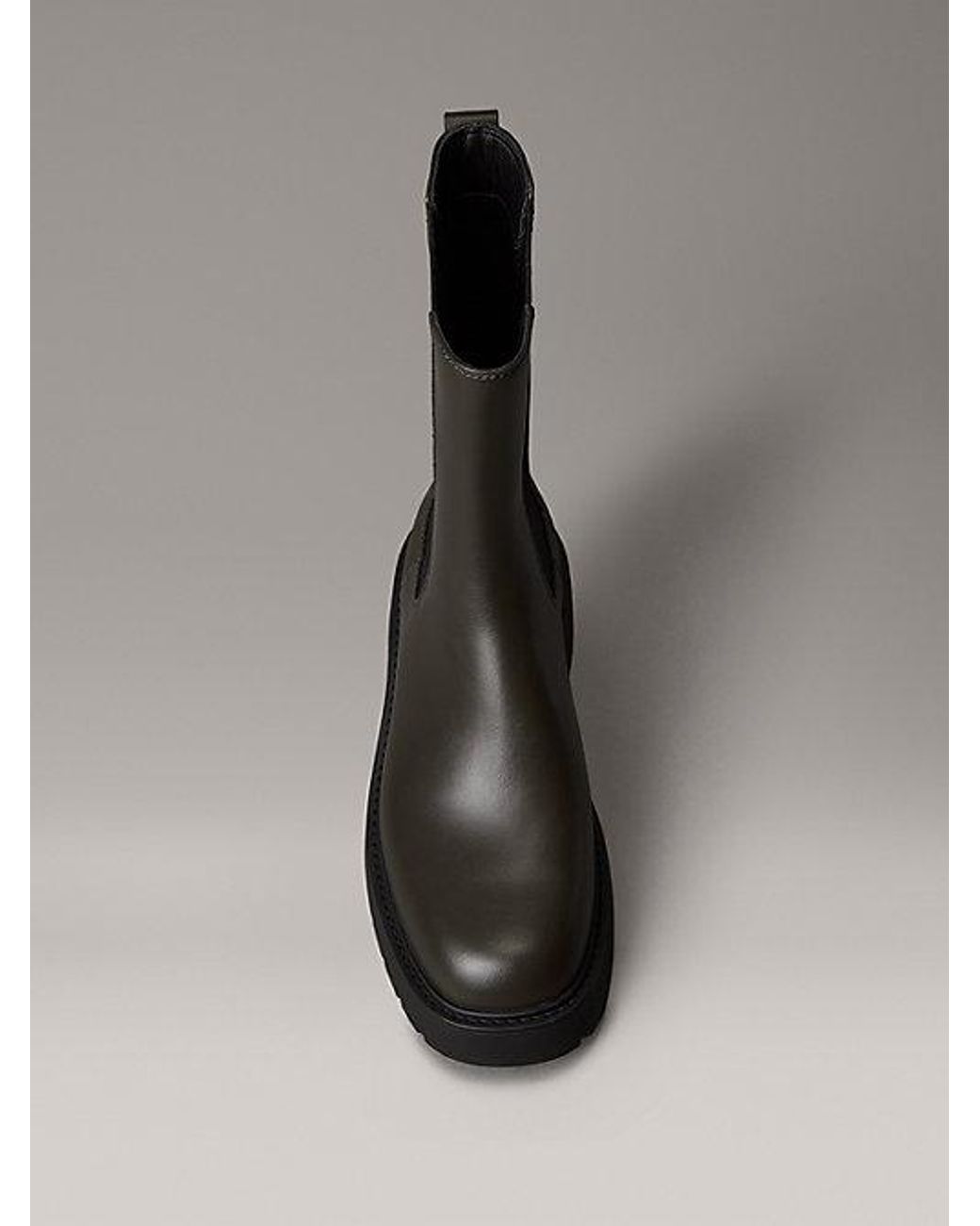 Calvin Klein Black Ck Bold Leather Tall Chelsea Boots