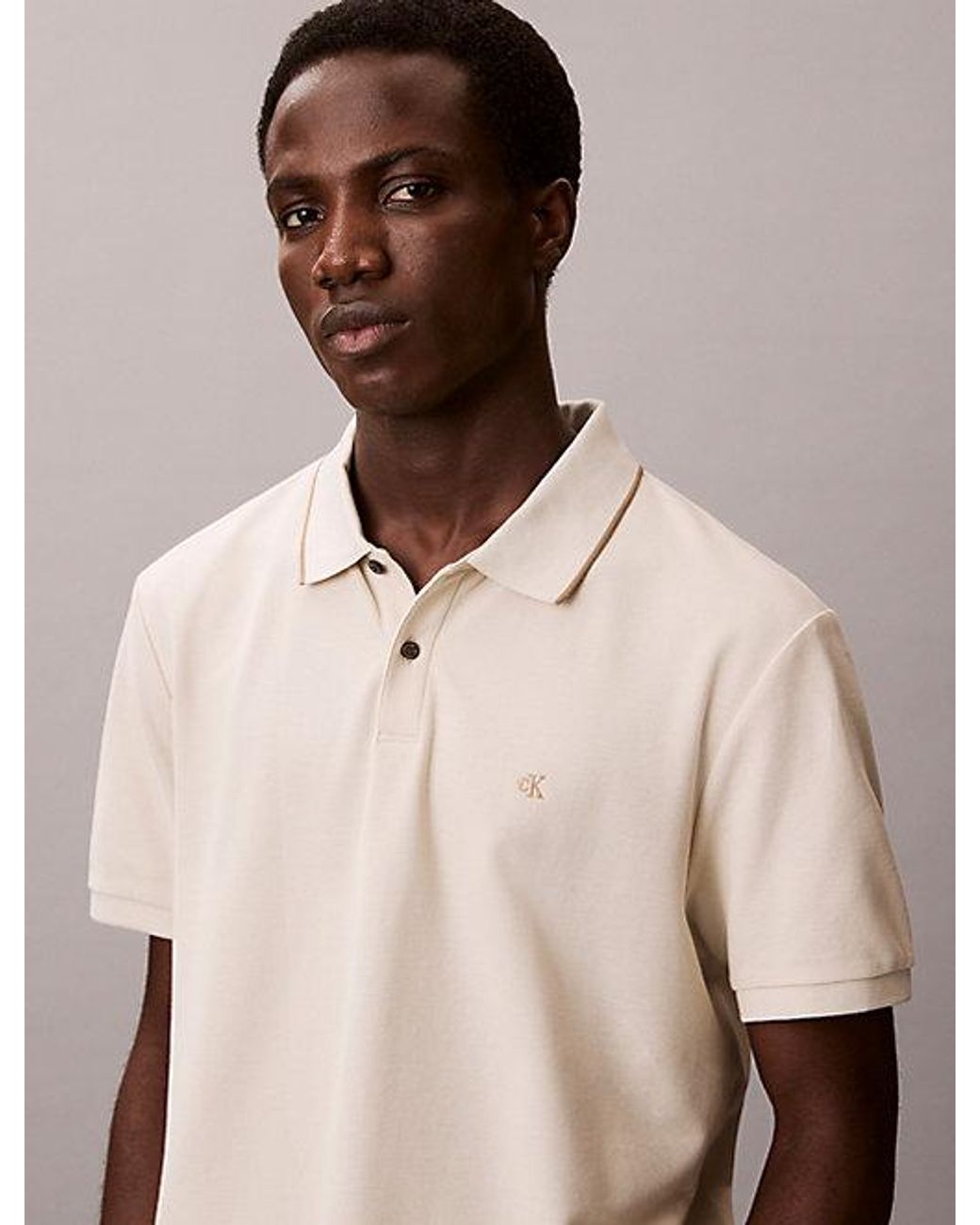 Calvin Klein Natural Cotton Piqué Polo Shirt for men