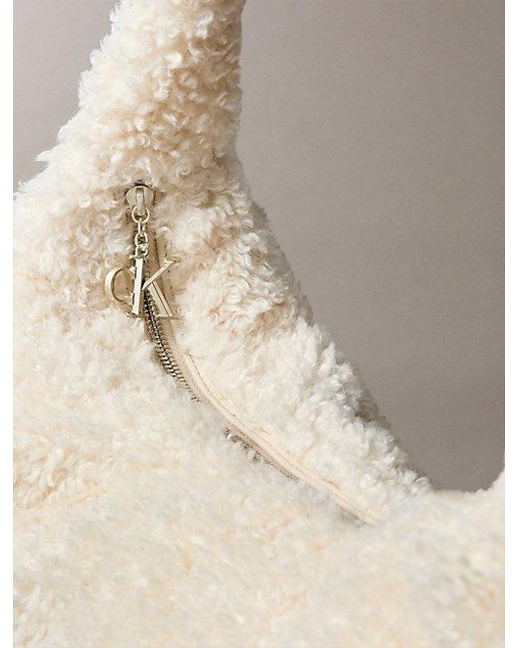 Calvin Klein Natural Sherpa Large Shoulder Bag