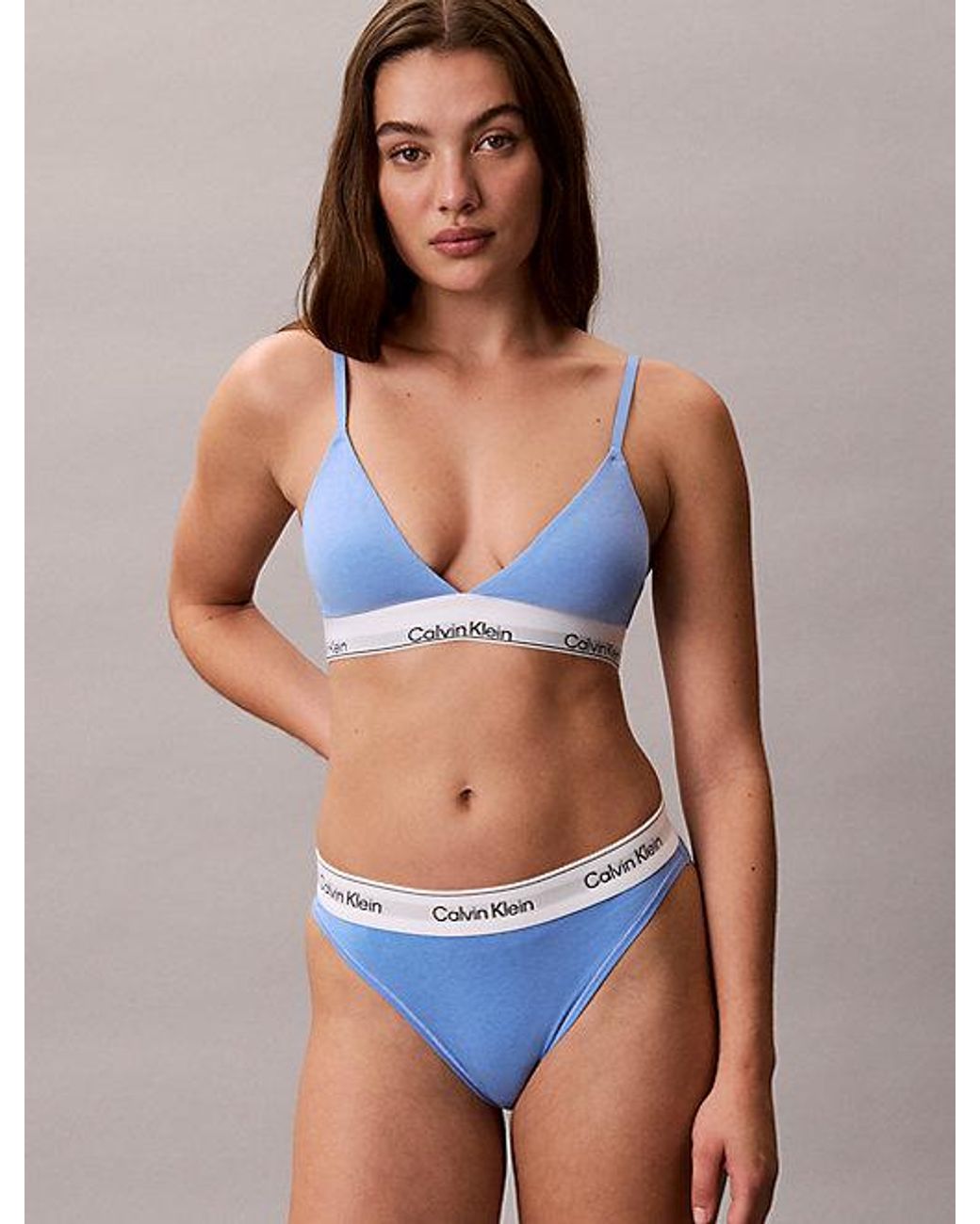 Calvin Klein Blue Lightly Lined Triangle Bralette Icon Cotton Modal