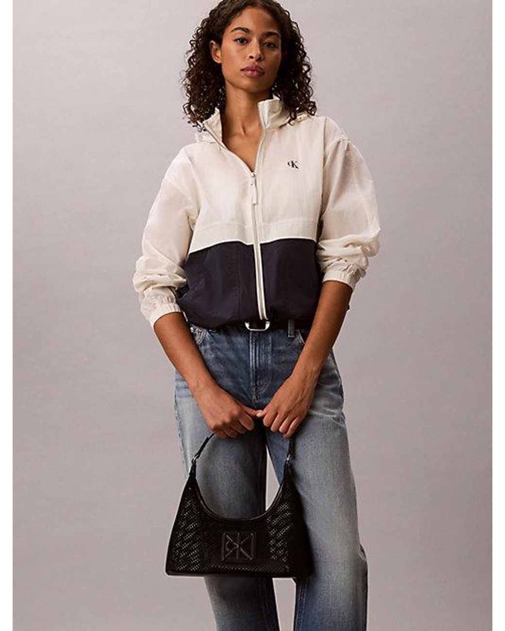 Calvin Klein Black Emblem Logo Mesh Shoulder Bag