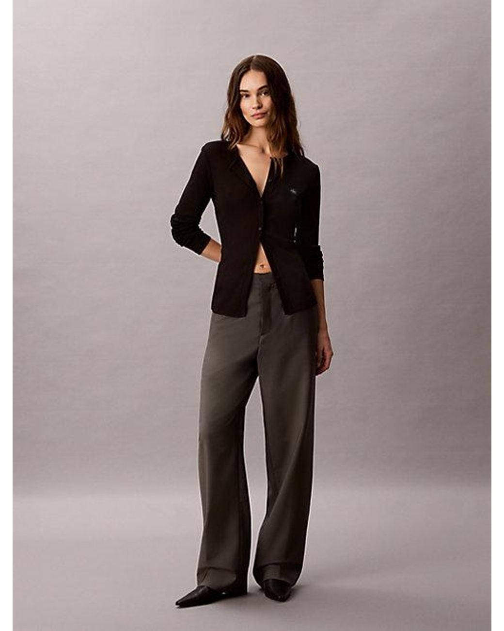 Calvin Klein Black Jeans Woven Monologo Rib Cardigan