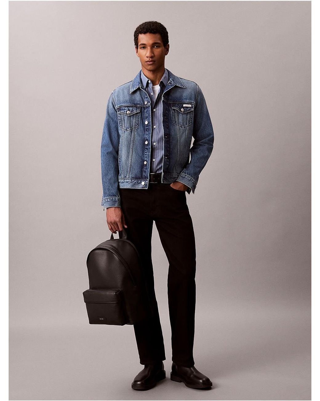 Calvin Klein Gray Pebble Round Backpack for men