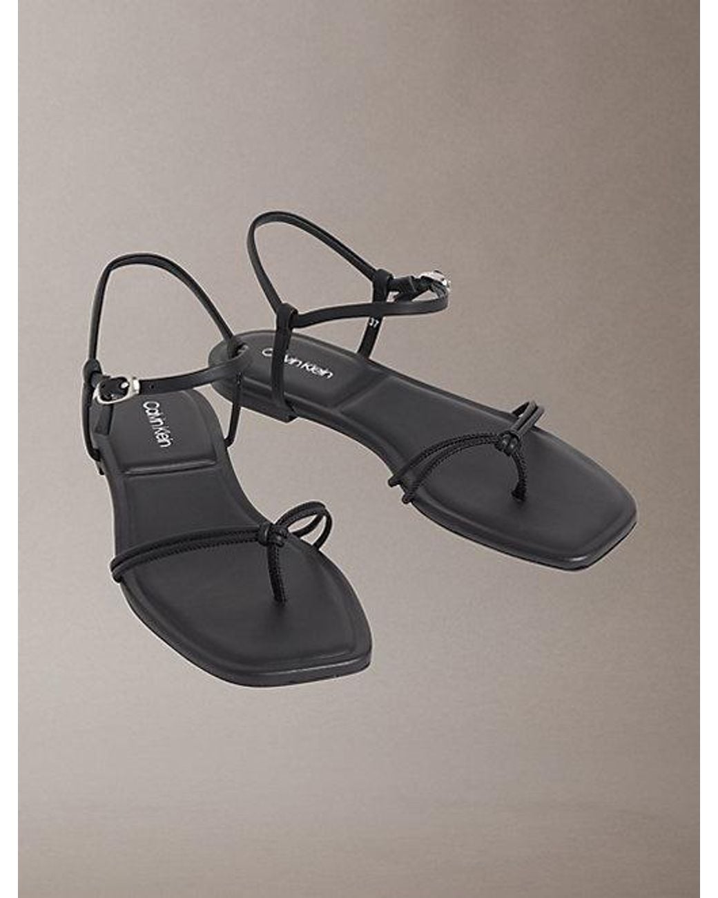 Calvin Klein Gray Ck Provence Square Toe Flat Sandals