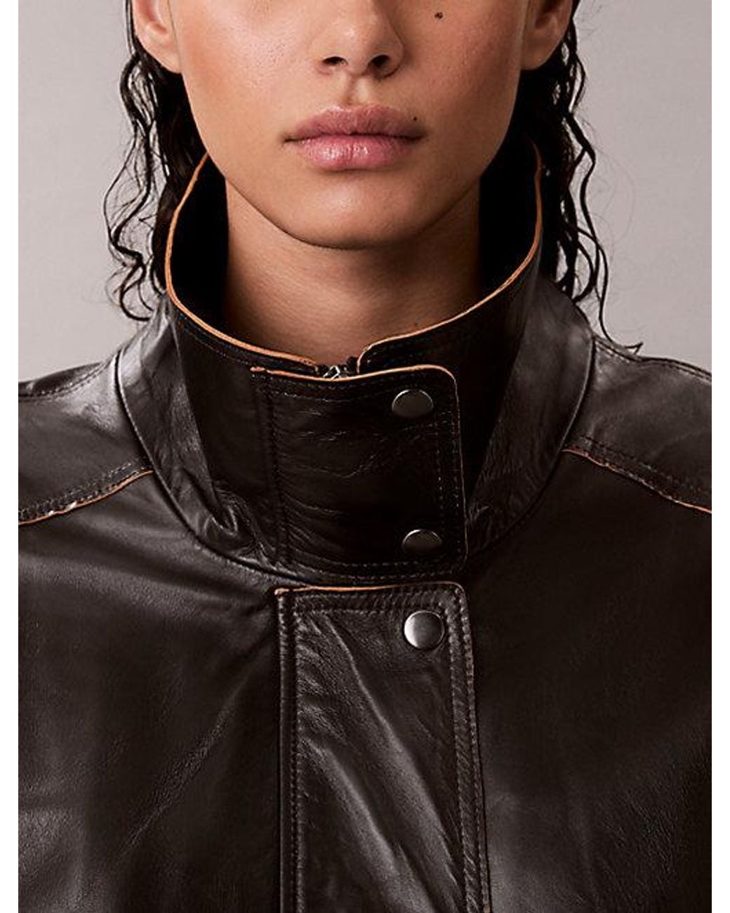 Calvin Klein Relaxed Lakleren Jack in het Black