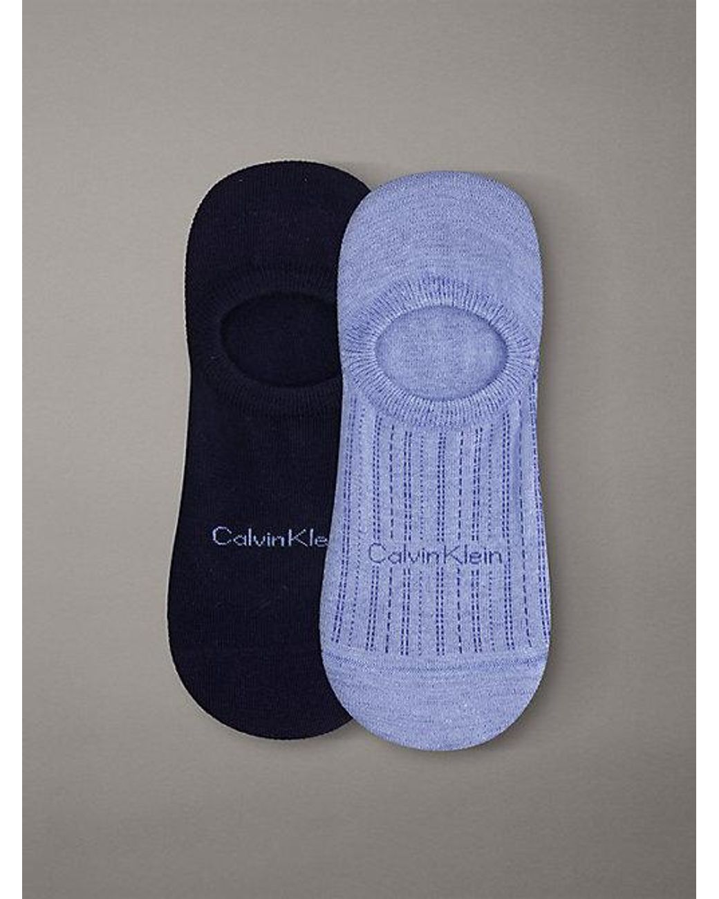 Calvin Klein Blue 2 Pack Soft Stripe Invisible Socks for men