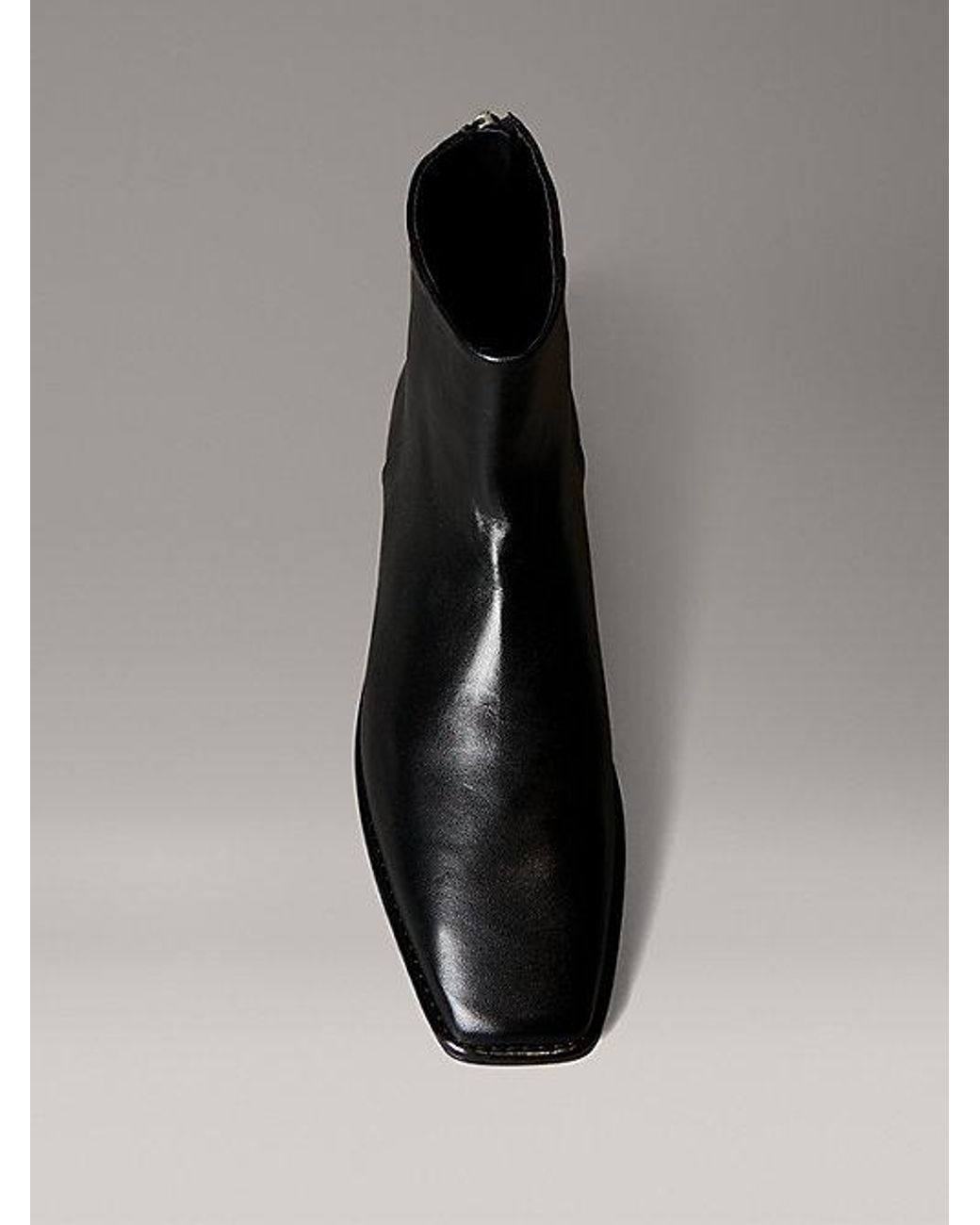 Calvin Klein Black Kniehohe Ankle Boots Aus Nappaleder Mit Quadratischem Zehenbereich Und Reißverschluss