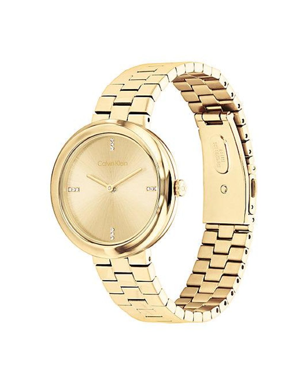 Calvin Klein Metallic Twisted Bezel Bracelet Watch