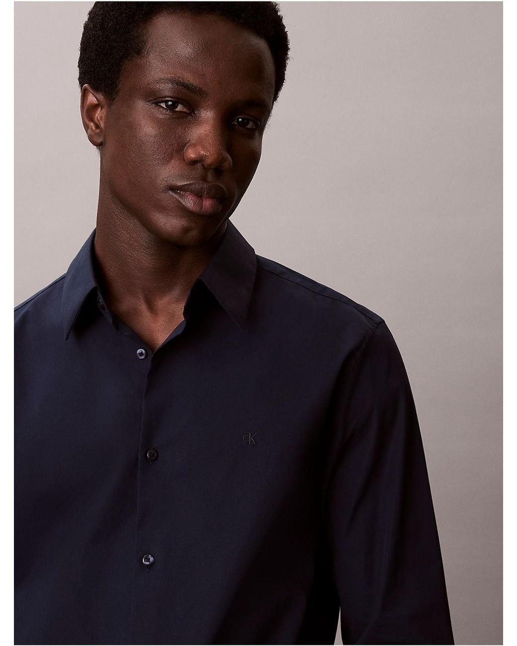 Calvin Klein Blue Slim Stretch Button-Down Shirt for men