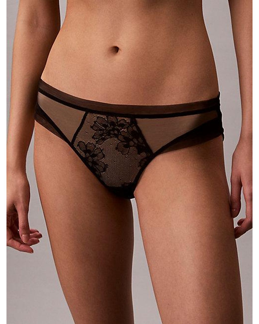 Calvin Klein Black Bikini Briefs Ck Lace Floral