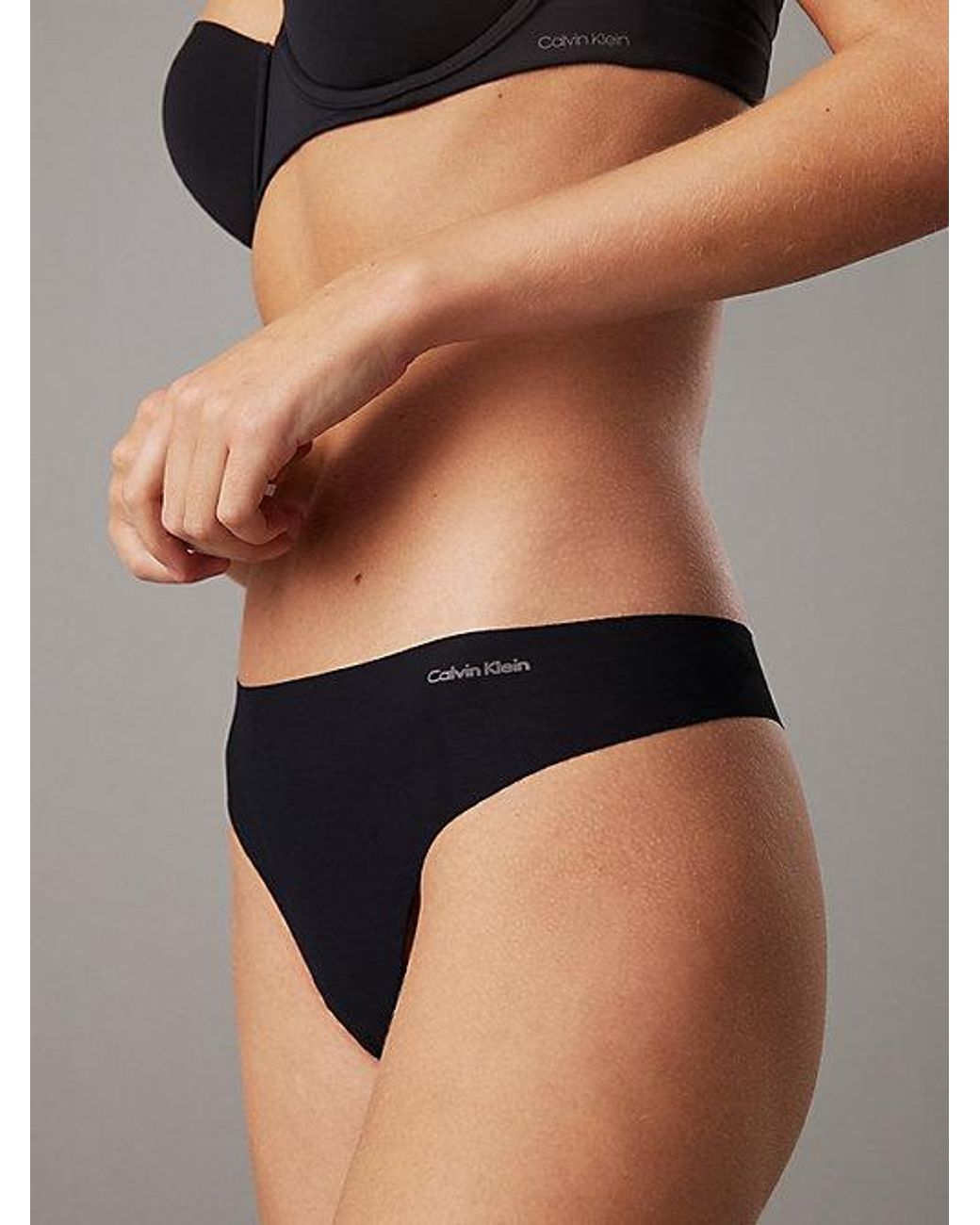 Calvin Klein Black Thong Invisibles Microfibre Stretch