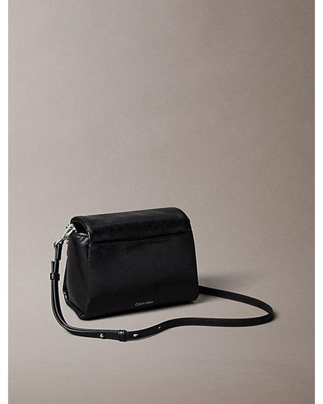 Calvin Klein Gray Padded Emblem Hardware Crossbody Bag