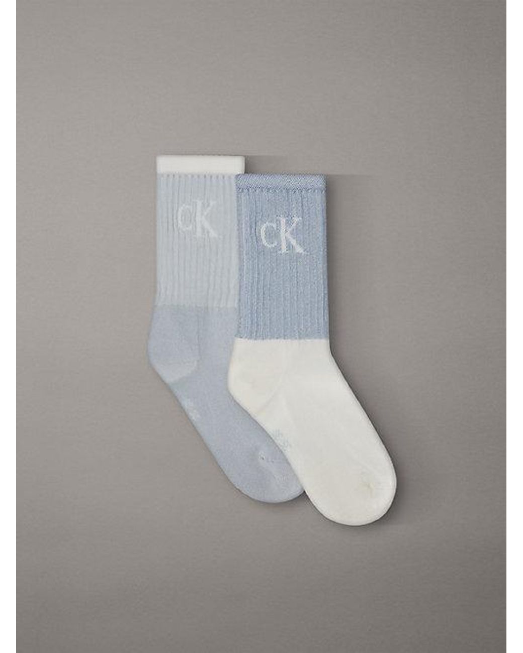 Calvin Klein Gray 2 Pack Glossy Striped Crew Socks