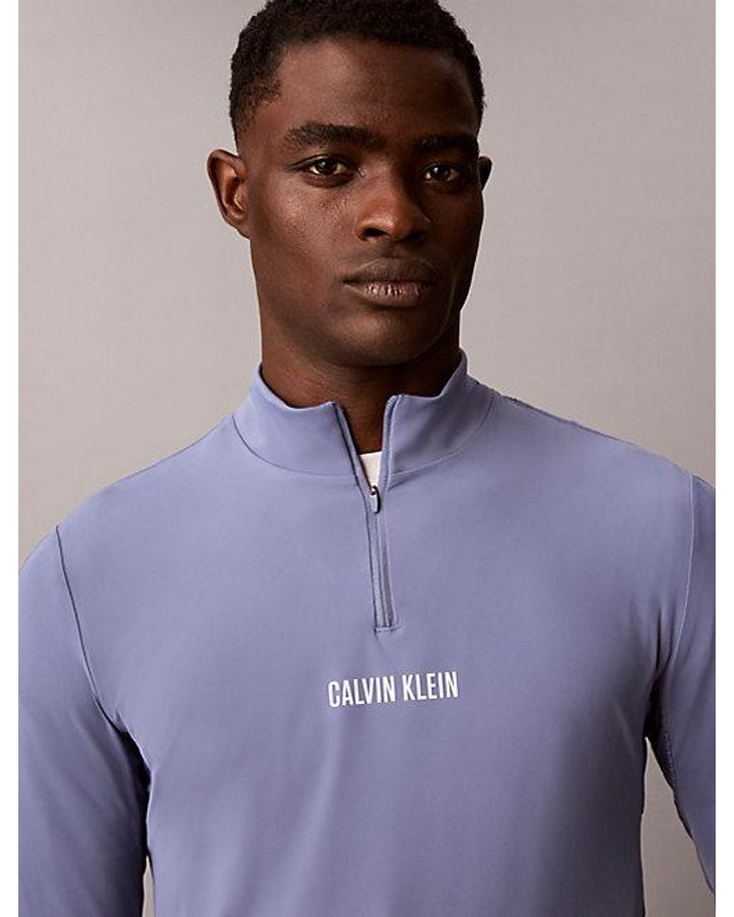Calvin Klein Purple Sport Performance 1 4 Zip Long Sleeve Gym T-Shirt for men