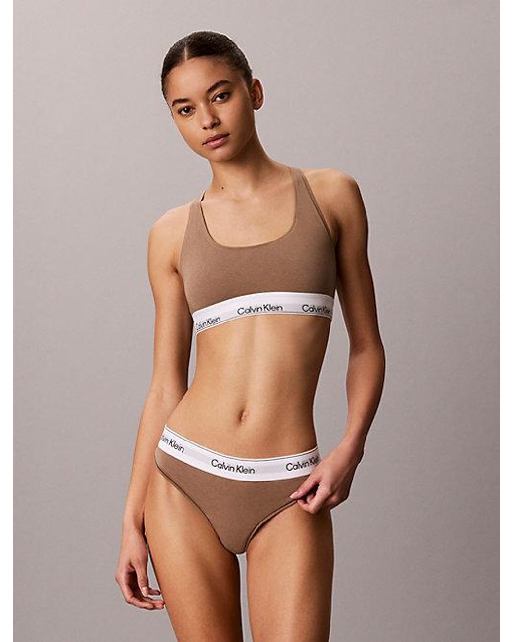 Calvin Klein Brown Thong Icon Cotton Modal
