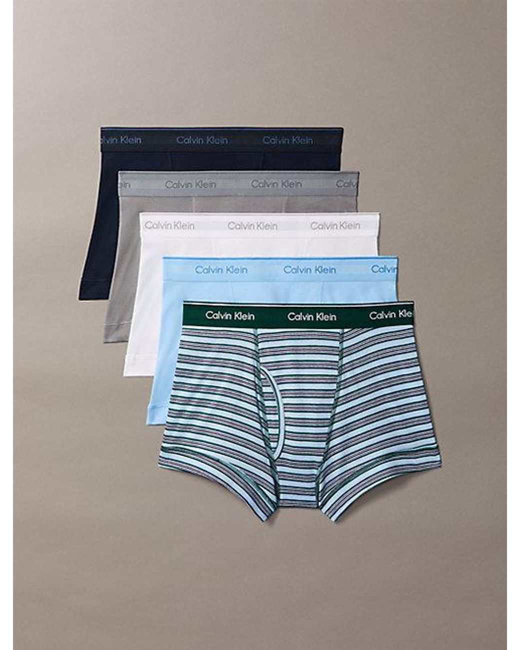 Calvin Klein Blue 5 Pack Trunks Cotton Classics for men