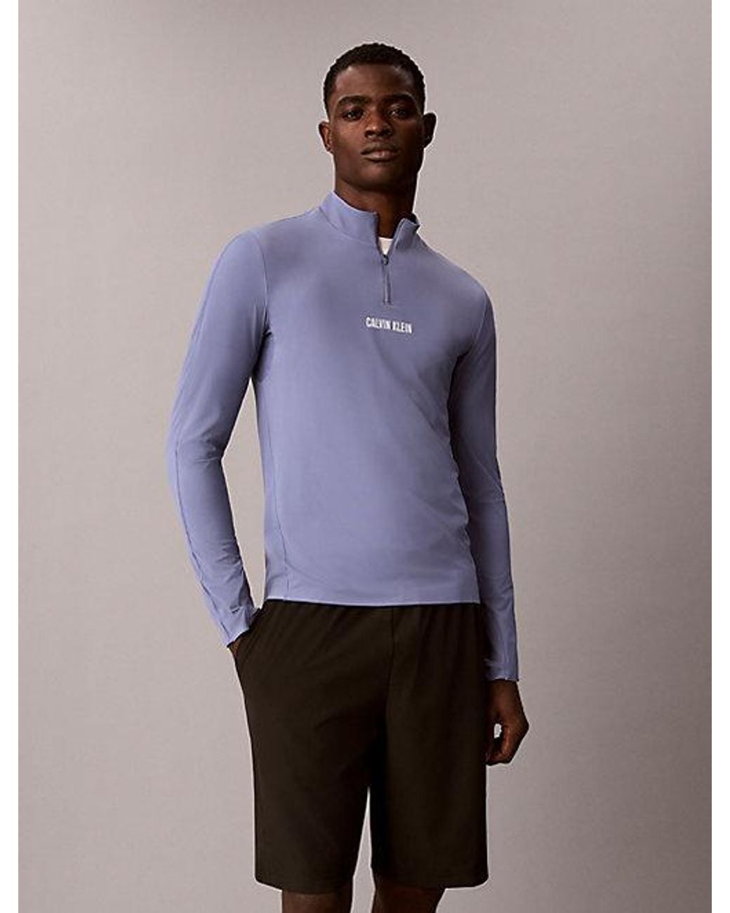 Calvin Klein Purple Sport Performance 1 4 Zip Long Sleeve Gym T-Shirt for men