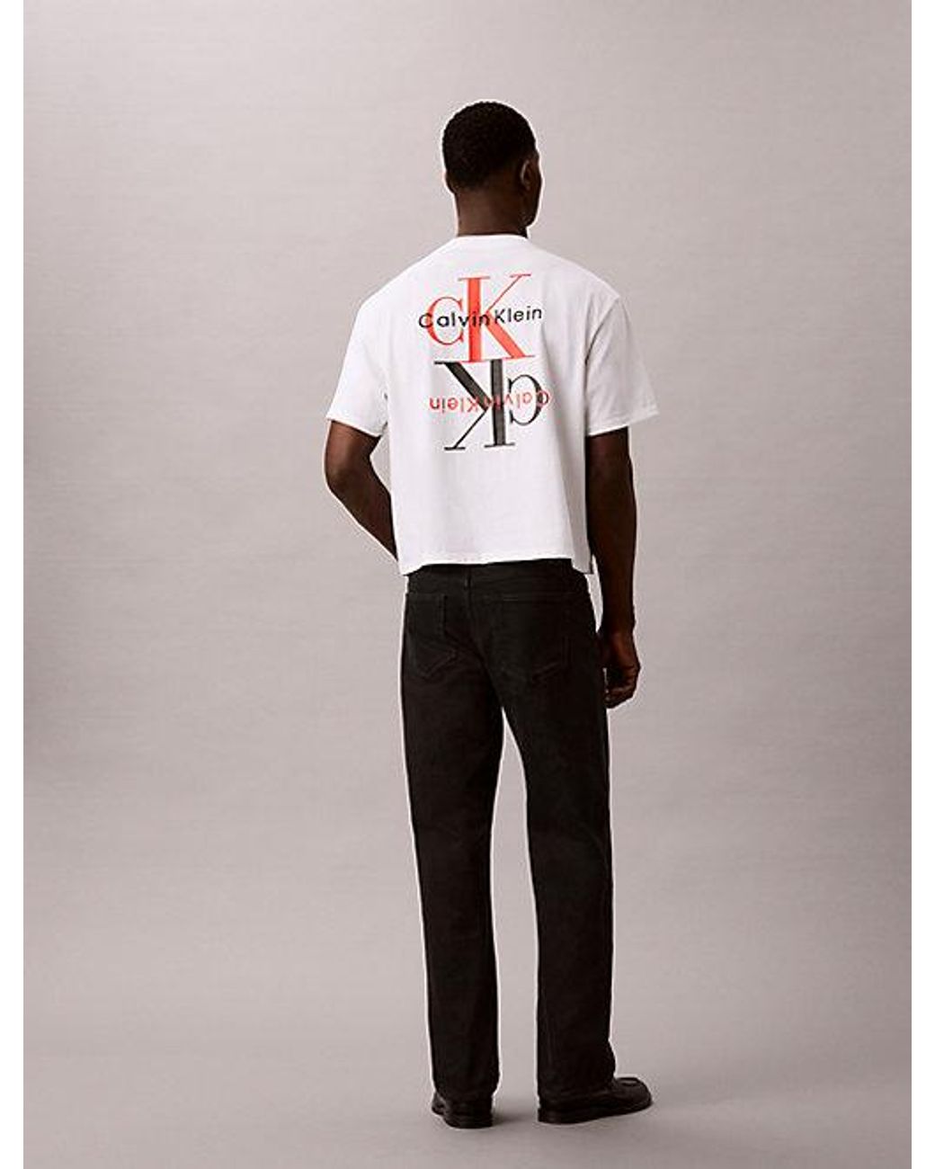 Calvin Klein White Jeans 90S Monologo Relaxed T-Shirt for men