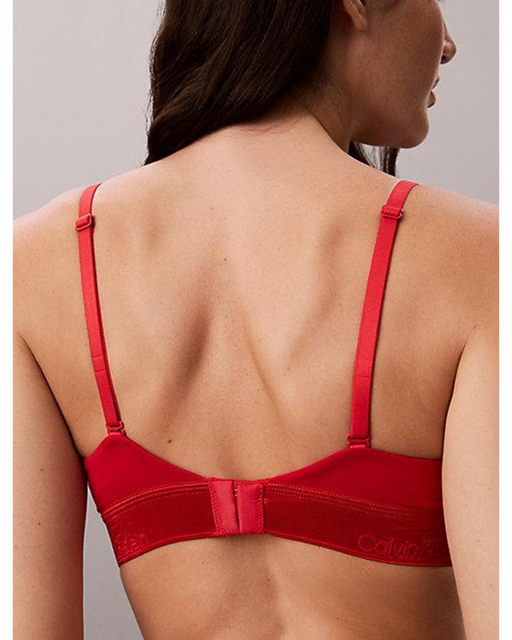 Calvin Klein Red Metallic Lightly Lined Triangle Bralette Icon Cotton Modal Metallic