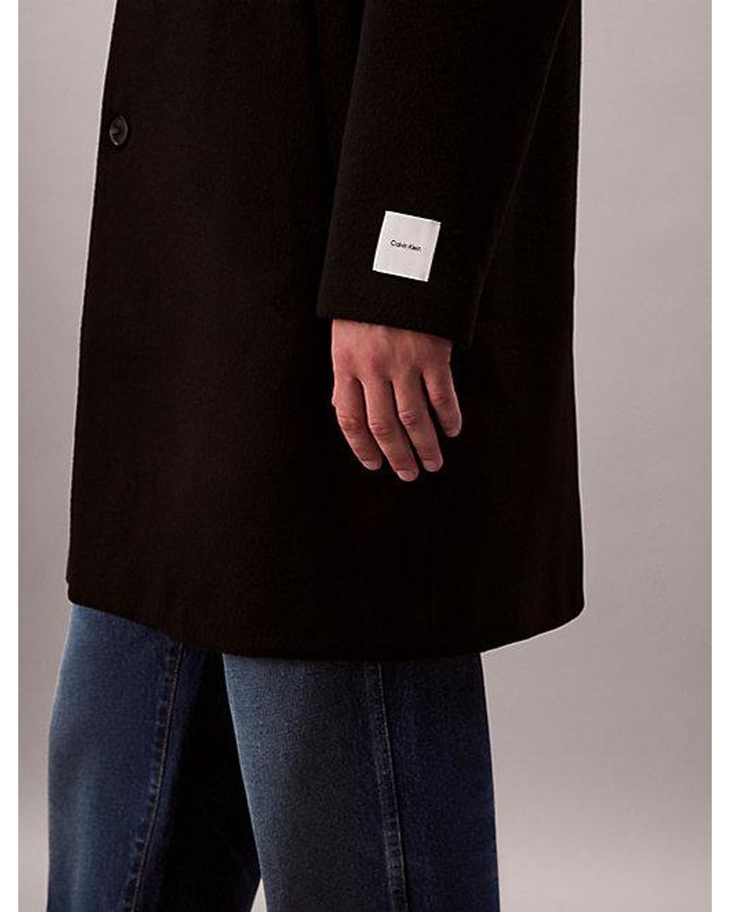 Calvin Klein Black Wool Blend Tailored Coat for men