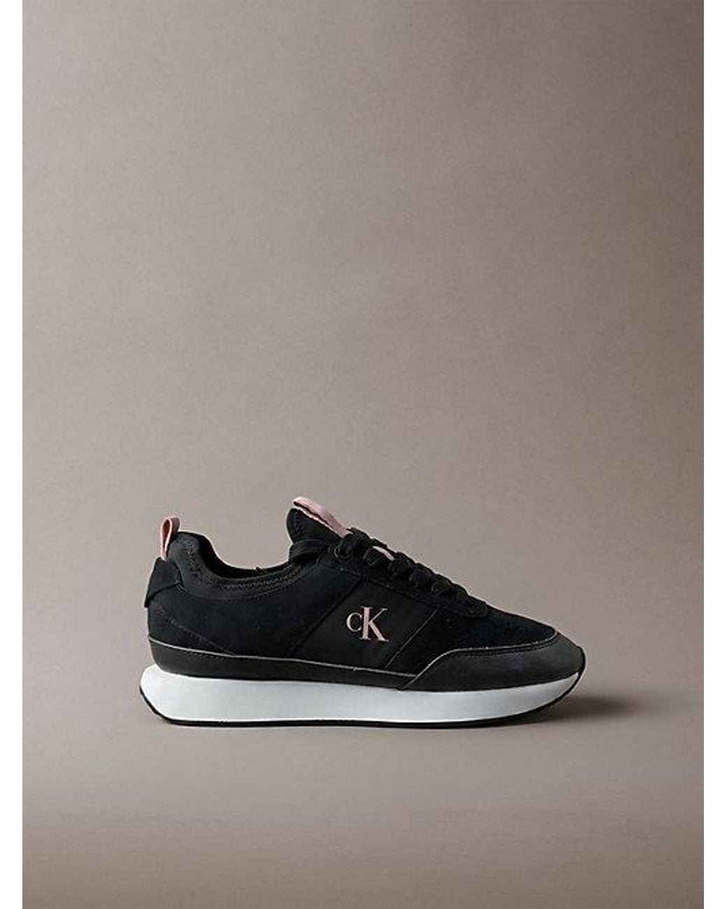 Calvin Klein Brown Suede Signature Logo Runner Trainers
